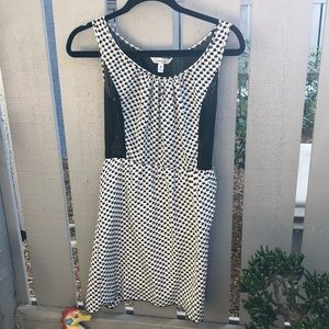 Black & white hearts dress w/ sheer black cutouts